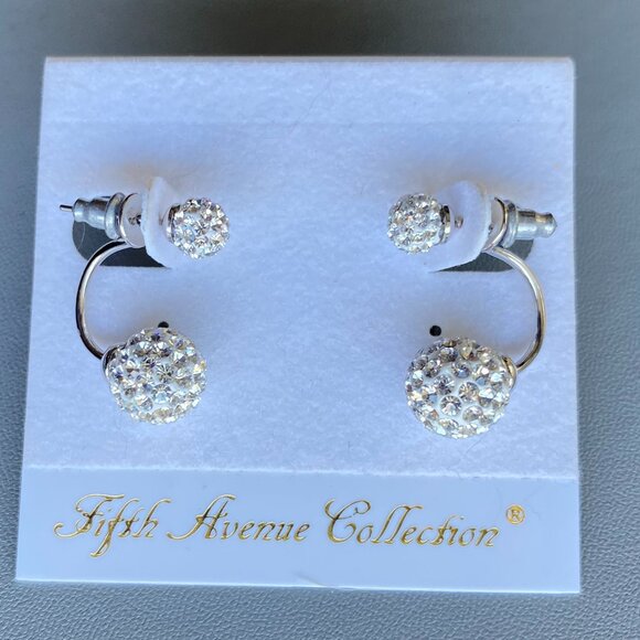FAC Double Sided Pave Swarovski Crystal Earrings NWT - Picture 1 of 4